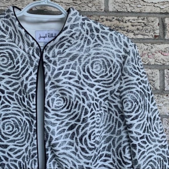 Joseph Ribkoff black white Rose print jacket 16 US - Picture 3 of 10